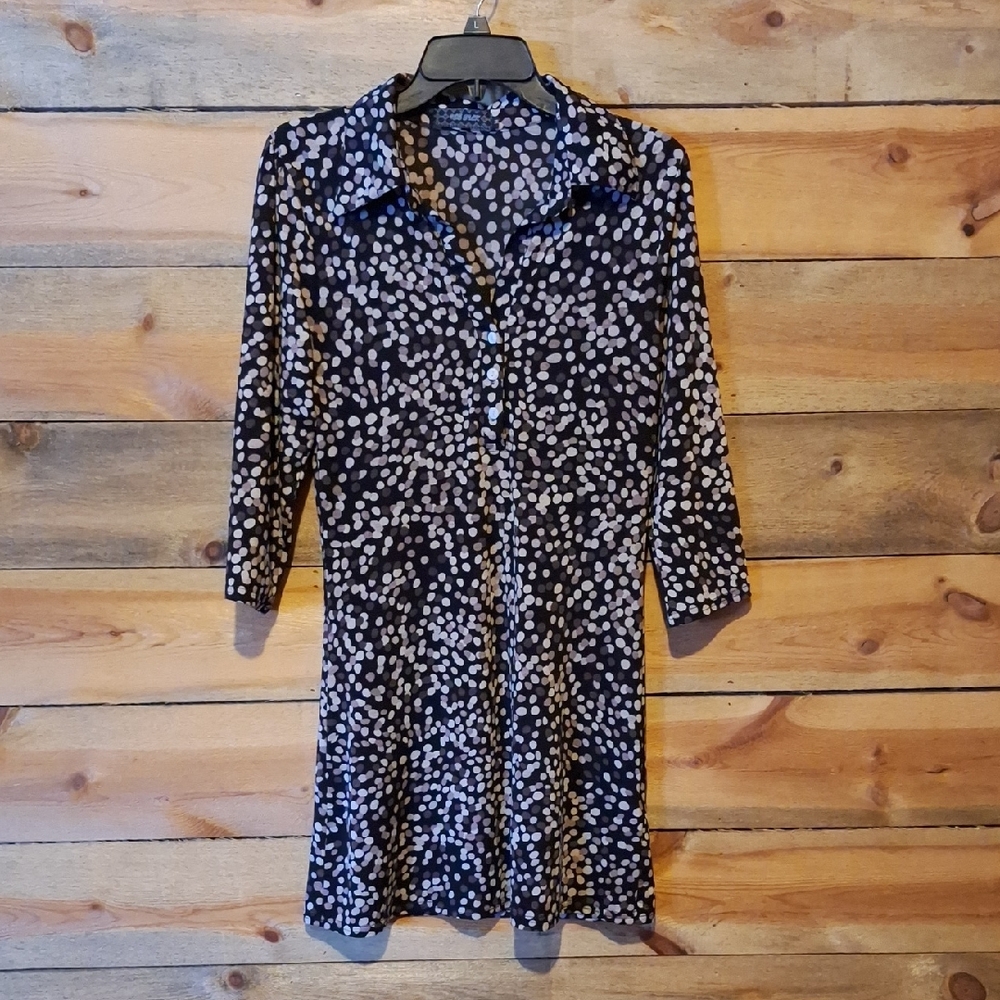 Elegant Long Sleeve Polka Dot Dress